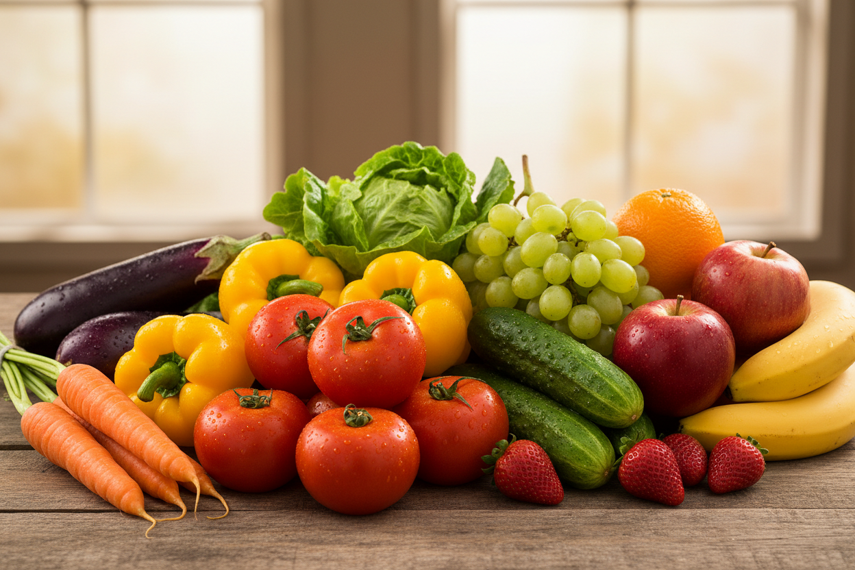 Fresh vegetable, and fruits