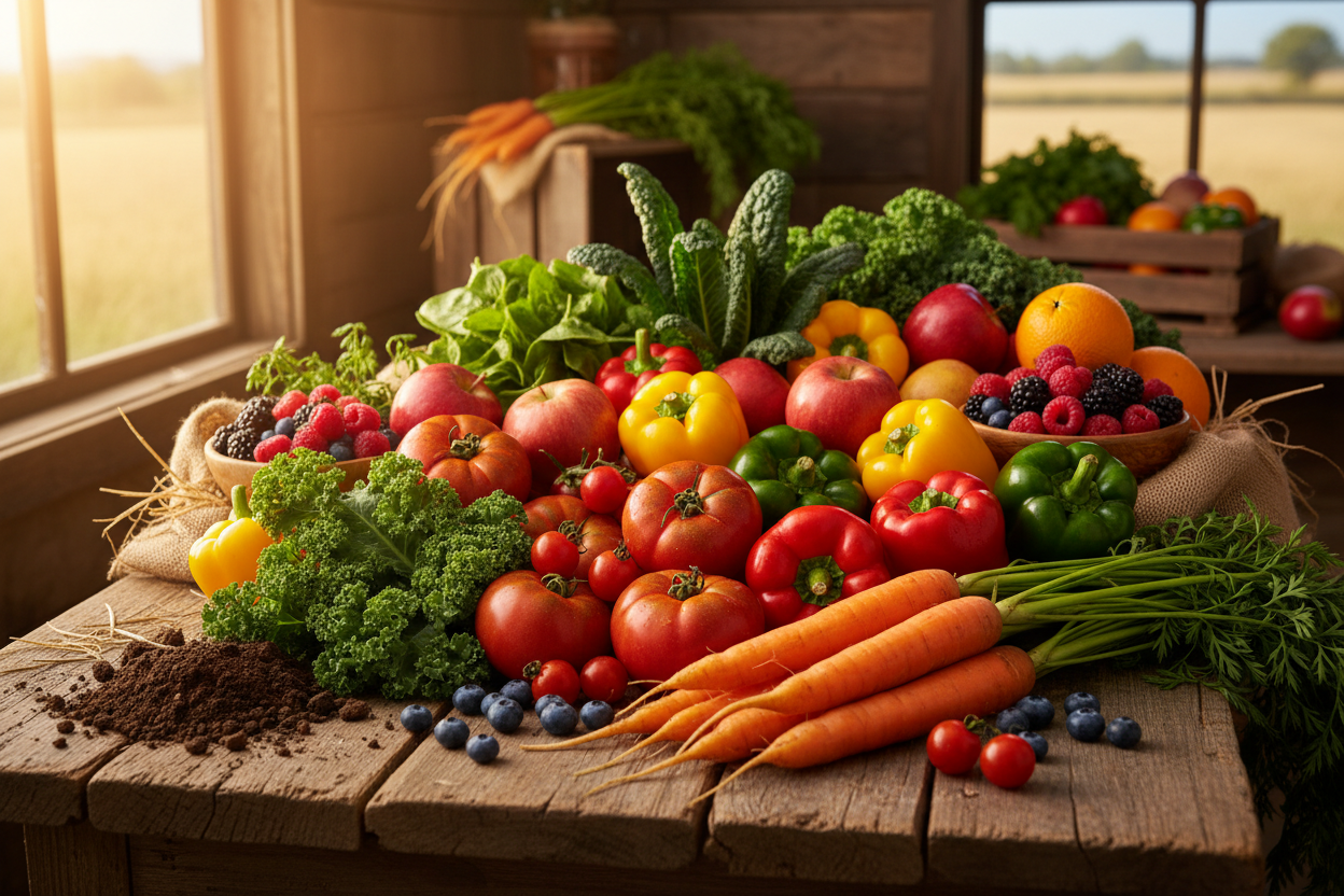 vegetables and fruits from farm